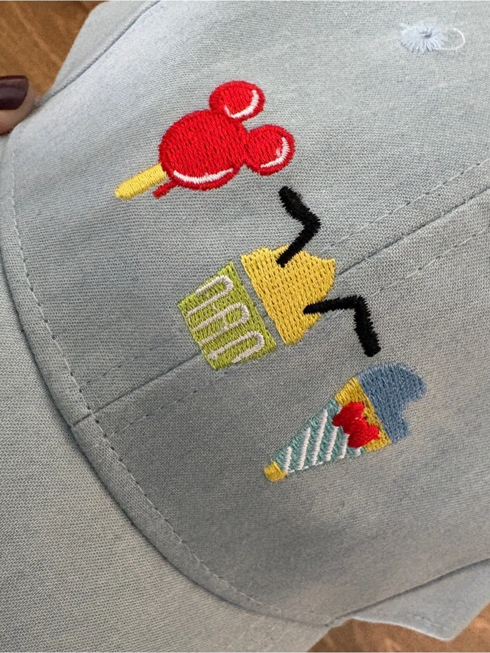 Disney Parks Kids Mickey Snacks Baseball Cap Hat Blue NWT M/L 7-10